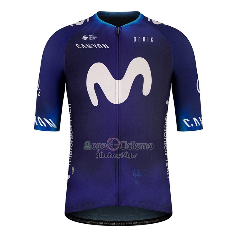 Movistar Ropa Ciclismo Culotte Corto 2023 Mangas Cortas Negro Violeta